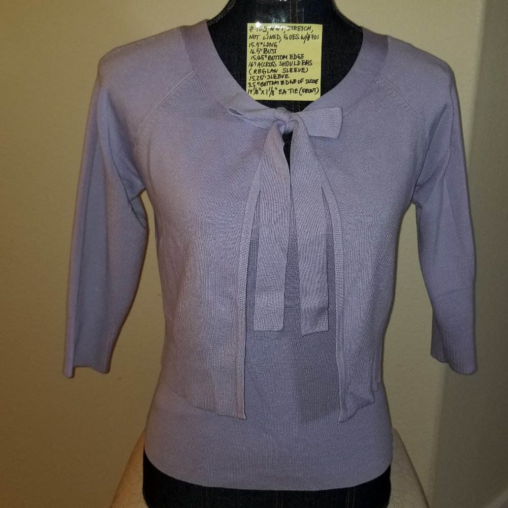 ✅NWT Grace Elements Periwinkle Silk Stretch Knit Cropped Cardigan PS #702, B14
